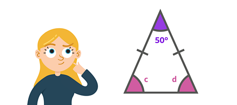 A isosceles triangles with two missing angles at the base