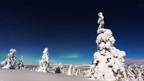 Alamy Ice bathing under the Northern Lights is an otherworldly experience, especially at Särkitunturi fell (Credit: Alamy)