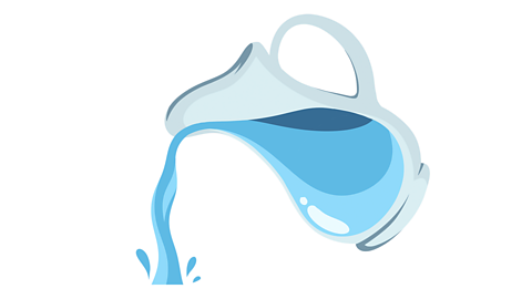 An illustration of liquid water pouring from a jug.