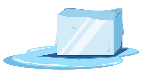 An illustration of an ice cube melting