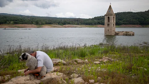 Getty Images This reservoir in Catalonia is well below its historic levels (Credit: Getty Images)