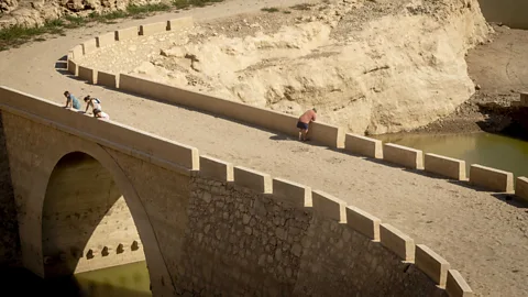 Getty Images A reservoir in Catalonia near Barcelona at very low levels (Credit: Getty Images)