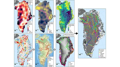 GEUS Researchers have created a map of the geologic provinces of Greenland beneath the ice sheet (Credit: GEUS)