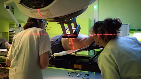 Getty Images A patient being prepared for conventional radiotherapy alongside electron beam radiotherapy at a hospital in Savoie, France (Credit: Getty Images)