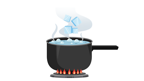 An illustration of a pan boiling