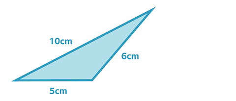 A scalene triangle with the sides labelled 10cm 6cm and 5cm
