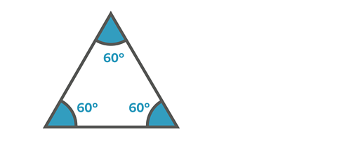 An equilateral triangle with each interior angle labeled as 60 degrees.