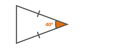 A triangle with one angle marked as 40 degrees.