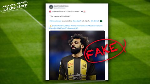 A post on social media platform X claiming that Mo Salah has signed for Al-Ittihad