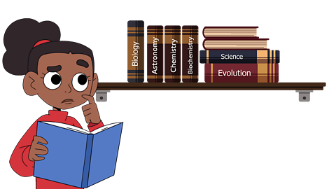 An illustration of science books