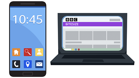 Illustrations of a phone and laptop