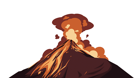 An illustration of a volcano erupting