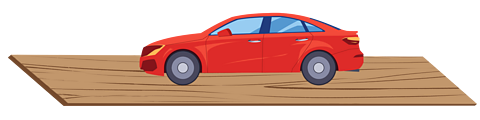 A car on a plank