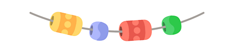 A string of 4 beads showing a large bead, small bead, large bead and small bead.