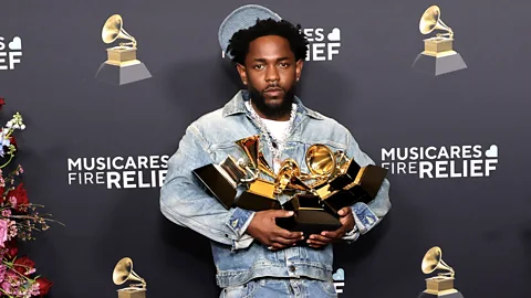 Getty Images Kendrick Lamar pictured at the 2025 Grammys, where his track Not Like Us picked up five awards (Credit: Getty Images)