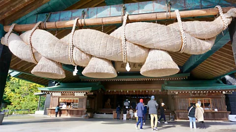 Karen Gardiner Izumo Taisha shrine is also known for having Japan's biggest shimenawa (sacred straw rope), which weighs around five tons (Credit: Karen Gardiner)