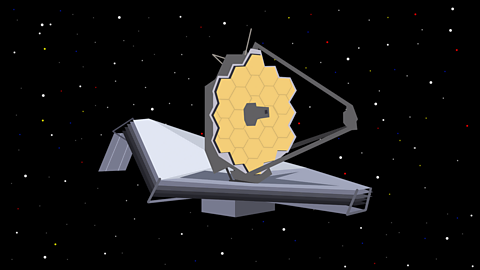An illustration of the James Webb Space Telescope