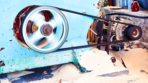 Belt and pulley mechanism in operation