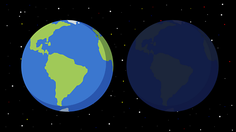 An illustration of the Earth in day and night