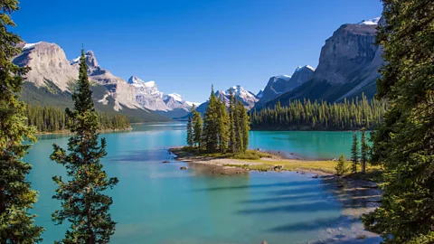 Alamy Maligne Lake is one of Jasper's many jewels (Credit: Alamy)