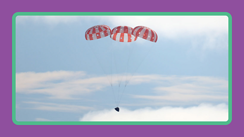 A photo of Apollo 11 floating back to Earth