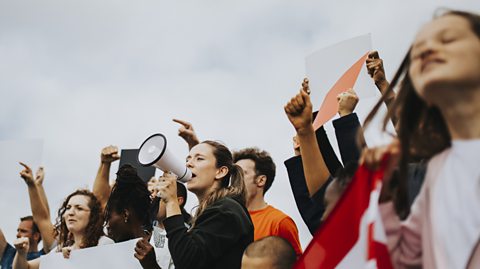 Group of young people protesting