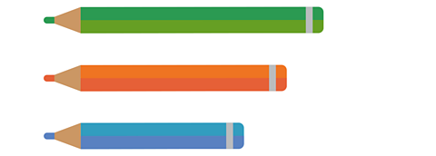 There are three pencils each of a different length.
