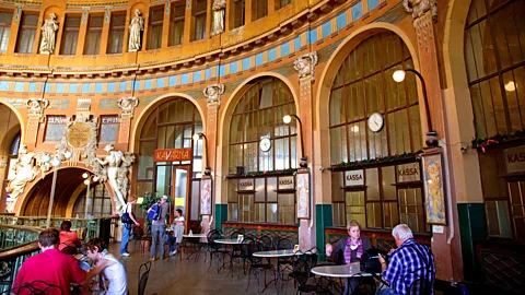 Alamy Look up to spot soaring domes and Romanesque statues in the Art Nouveau section of Prague’s Nádraží Hlavní station (Credit: Alamy)