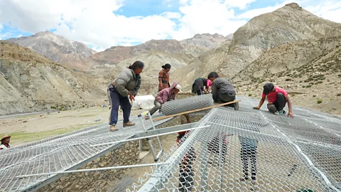 Tshiring Lhamu Lama Snow leopard-proof corrals have metal roofs and stone foundations to prevent the predators from getting inside (Credit: Tshiring Lhamu Lama)