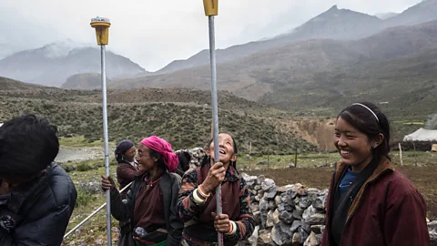 Tshiring Lhamu Lama Locals have been trained as snow leopard spotters and install lights around where they keep their livestock at night to scare off the predators (Credit: Tshiring Lhamu Lama)