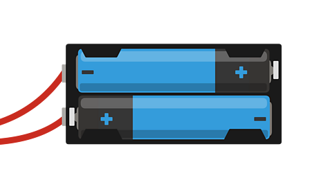 Two batteries in a holder