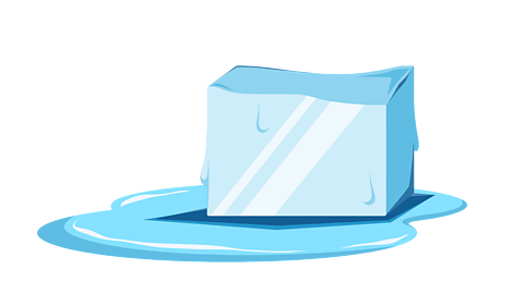 An ice cube melting