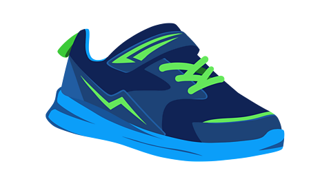 A blue and green sports trainer