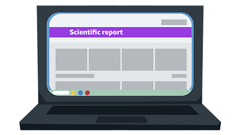 A laptop with a scientific report on screen
