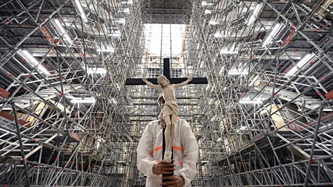 Getty Images It took five years and a lot of scaffolding for Notre-Dame Cathedral to be restored to its former glory after the fire (Credit: Getty Images)