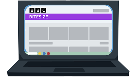 An illustration of a laptop and the BBC Bitesize website 