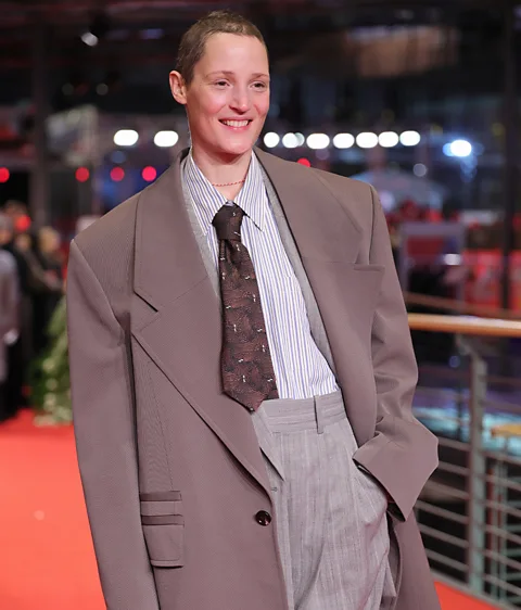 Getty Images Actress Vicky Krieps sported a loose jacket and tie on the red carpet at the Berlin Film Festival (Credit: Getty Images)