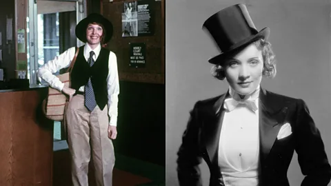 Alamy/ Getty Images Diane Keaton as Annie Hall and Marlene Dietrich in the film Morocco were both early adopters of the look (Credit: Alamy/ Getty Images)