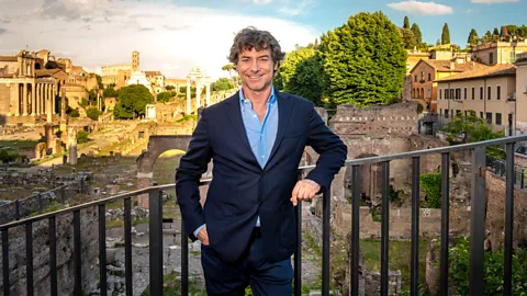 Barbara Ledda Alberto Angela with the ruins on Palatine Hill behind him (Credit: Barbara Ledda)