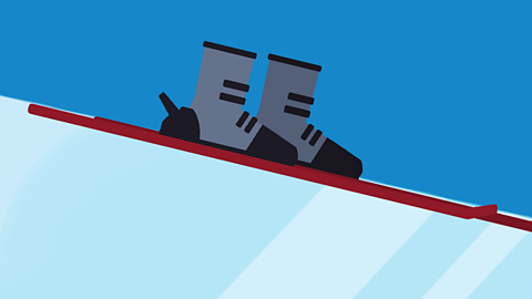 Skis on a slope of ice