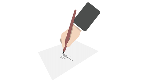 A hand holding a pencil and writing on a piece of paper