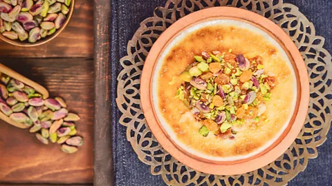 Alamy A birds eye view of a bowl of Om Ali (Credit: Alamy)