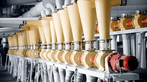 Alamy Modern machinery in facilities like flour mills have to be grounded so they don't create static electricity that might spark explosions (Credit: Alamy)