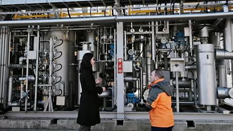 The manure must first be anaerobically digested to produce biogas, which is purified into methane before being turned into hydrogen (Credit: BBC)