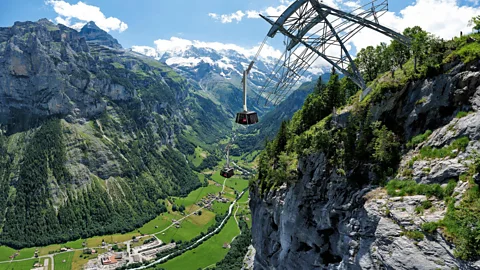 Schilthorn Cableway Ltd The world's steepest cableway now connects the medieval village of Mürren with the valley below (Credit: Schilthorn Cableway Ltd)