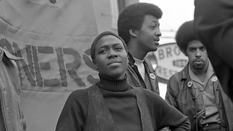 Getty Images Afeni Shakur at a 1970 rally for the "Panther 21" – the 21 members of the Black Panthers who were accused of plotting to attack police stations (Credit: Getty Images)