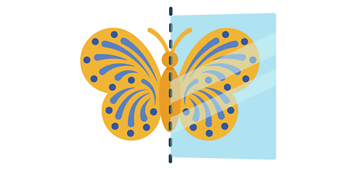 Same picture as before, but now with a mirror on the right side of the butterfly. 