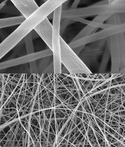 Beatrice Britton University College London researcher made spaghetti just 0.1mm (0.004in) thick. The tiny noodles could have applications for medicine and biotechnology (Credit: Beatrice Britton)