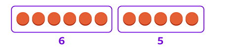 Number 11 above 11 counters divided into 2 groups of 6 and 5 counters. A hamster sits between the 2 groups of counters.