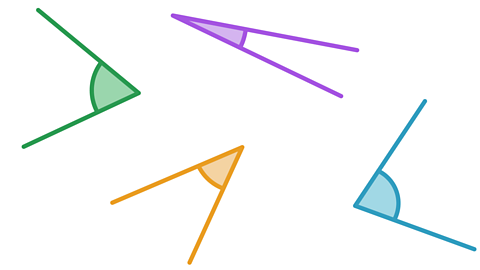 4 examples of acute angles, all less than 90°.